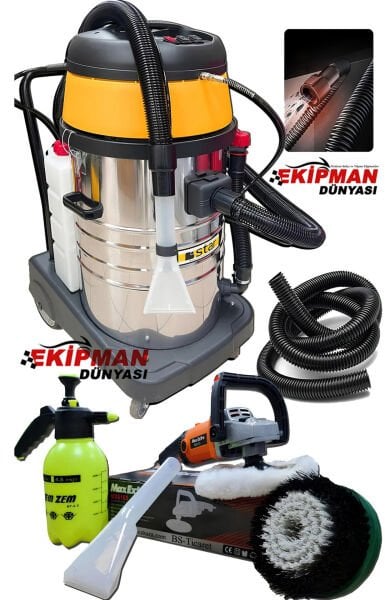 Star 2 Motor'lu Profesyonel Yerinde Halı ve Koltuk Yıkama Makinası + Yerinde Koltuk Fırçalama Makinası