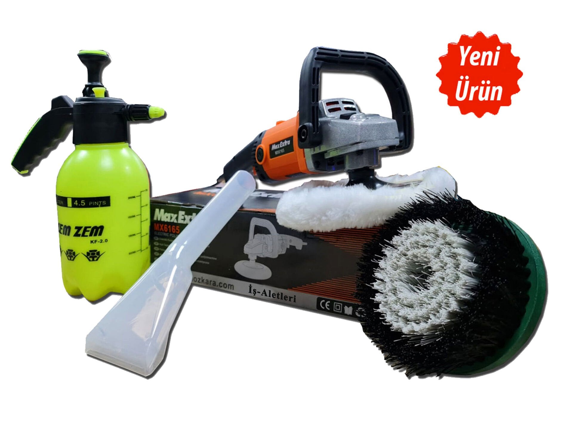 Max-Extra MX6165 Profesyonel Seri Halı ve Koltuk Fırçalama Makinesi Devir Ayarlı Su Sıçratmaz Fırça 1200 Watt