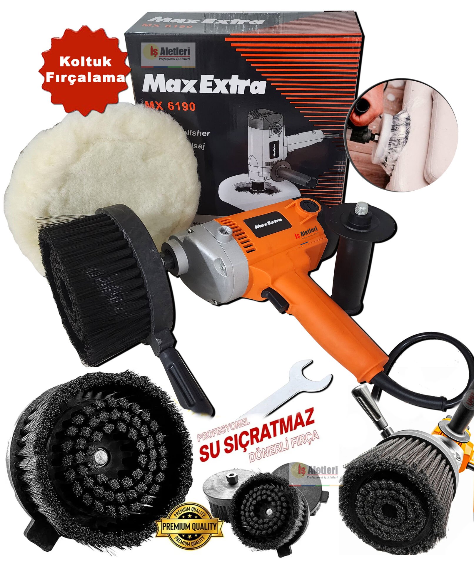 Max-Extra Üstün Kalite Dikey Genel Koltuk Fırçalama Koltuk Yıkama Seti, Yerinde Koltuk Fırçalama Seti