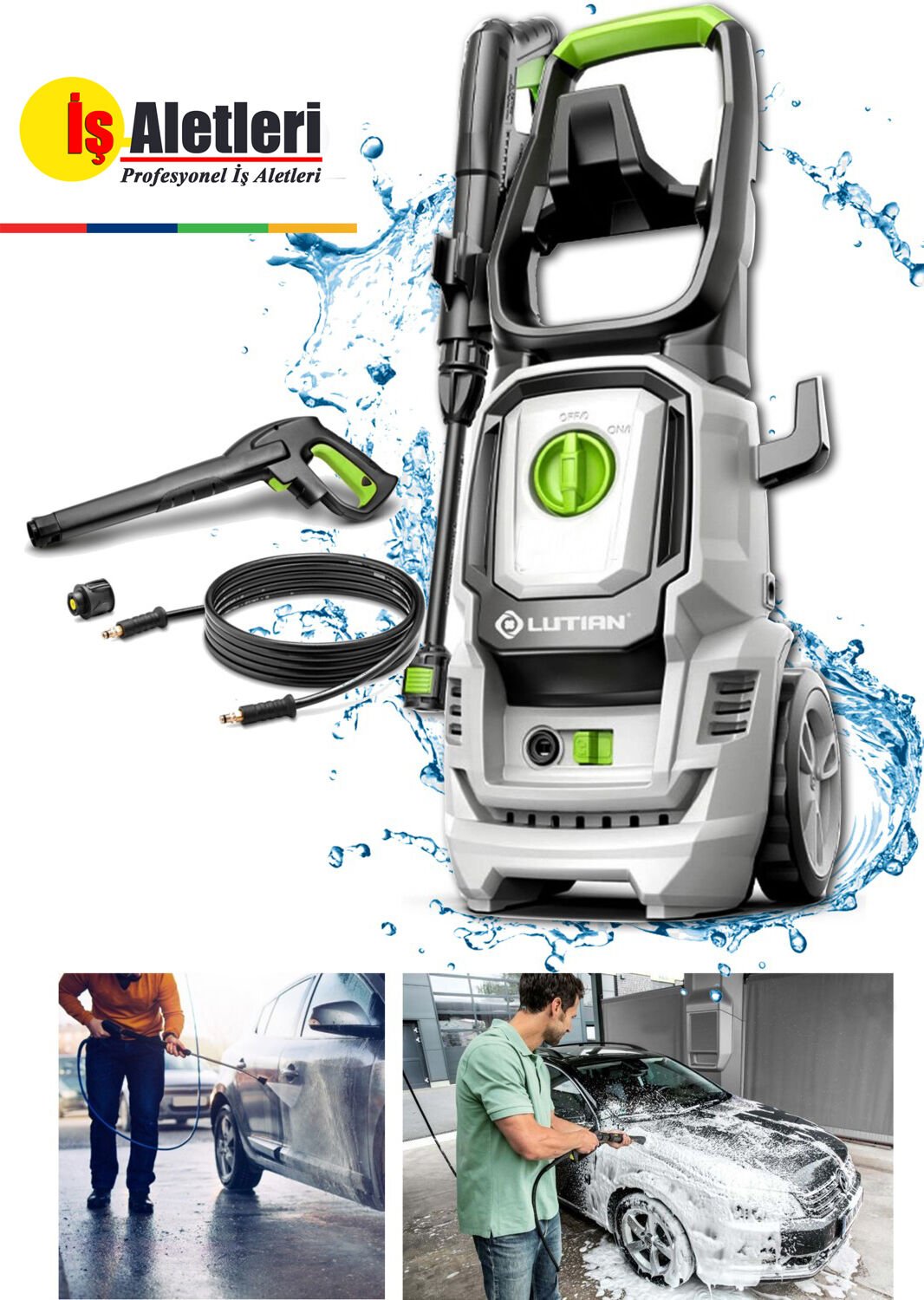 Lutian Lt407g-1800a 150 Bar Indiksiyon Motorlu Oto Yıkama Makinası 1800 Watt