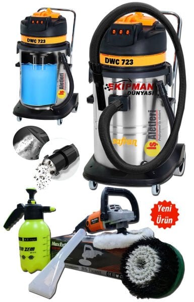 Safran Üç Motorlu Profesyonel Koltuk Yıkama Makinası 3600 Watt Süper Emiş Gücü ve Koltuk Fırçalama Seti