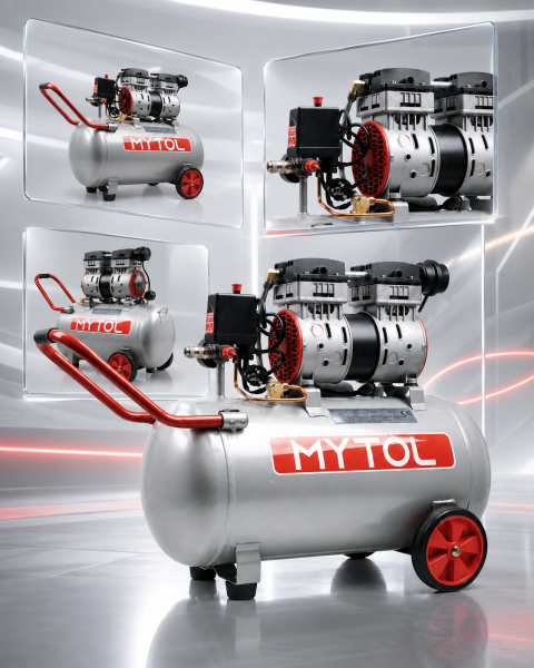 MYTOL EWS50B Yağsız Sessiz Kompresör 1 HP 50 Litre – Profesyonel Hava Kompresörü
