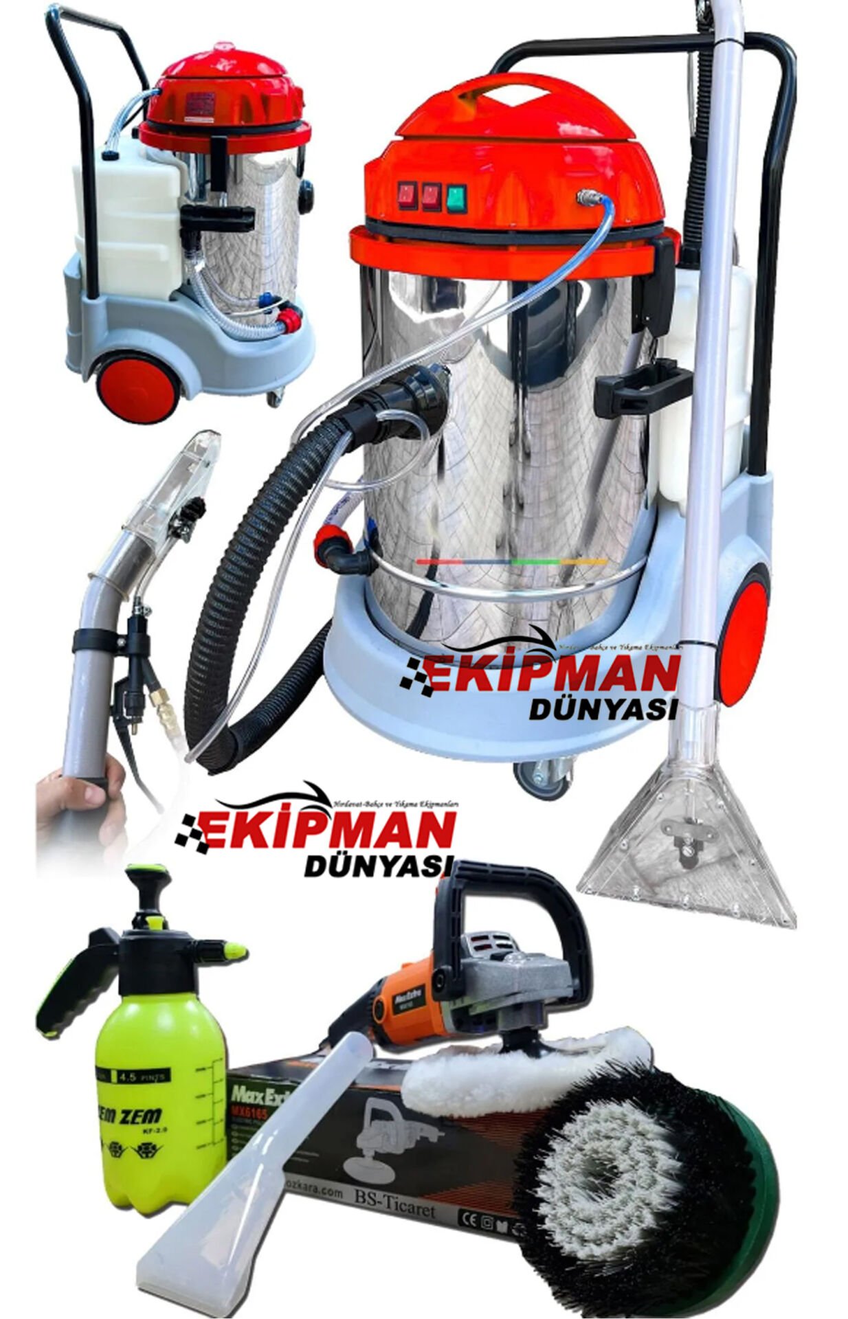 Vetta Profesyonel 2+1 Halı ve Koltuk Yıkama Makinası 5 Bar Su Basıncı Koltuk Fırçalama Seti