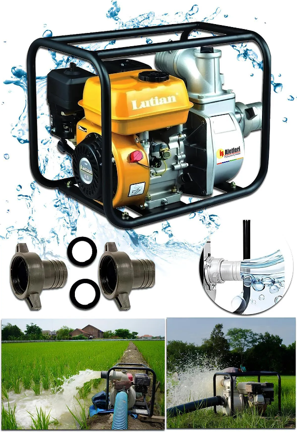 Lutian Bakır Sargılı Yüksek Performans 7 hp Yakıt Tasarruflu 3 Inc Benzinli Su Pompası Su Motoru