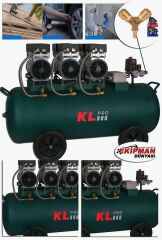 KL PRO KLK103S Sessiz Kompresör 100 Litre Yağsız Çift Çıkışlı 3 Hp