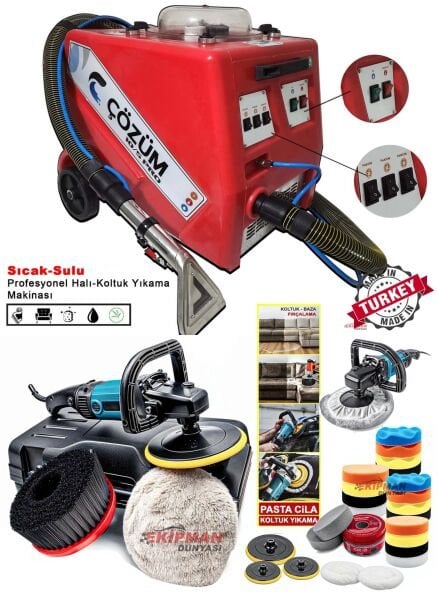 Çözüm 10-5 PRO Premium 3 Motorlu Halı Koltuk Yıkama ve Koltuk Fırçalama Seti Sıcak Sulu