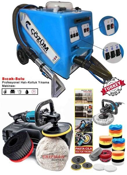 Çözüm 10-5 PRO Premium 3 Motorlu Halı Yıkama Makinesi ve Koltuk Yıkama Makinesi Full Set Sıcak Sulu