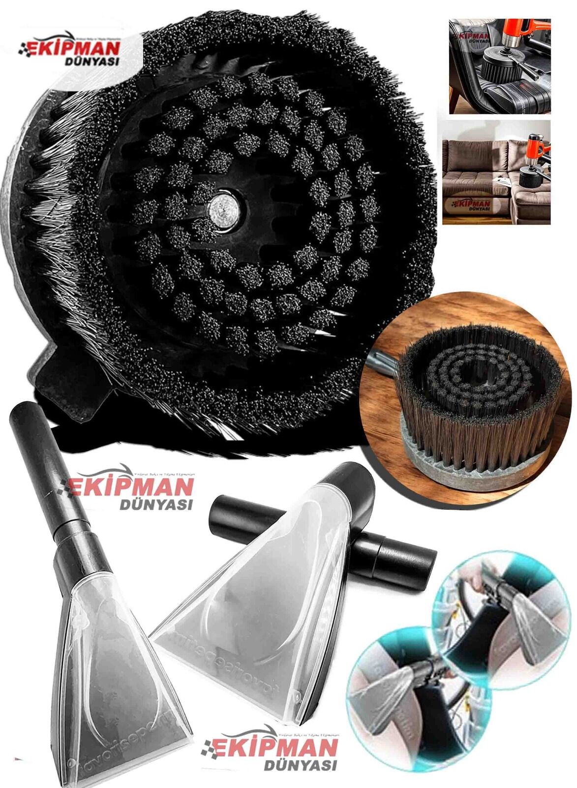 Yüksek Kalite Koltuk Yıkama Makinesı Şeffaf Uç Aparatı ve Halı ve Koltuk Yıkama Fırçası Su Sıçratmaz