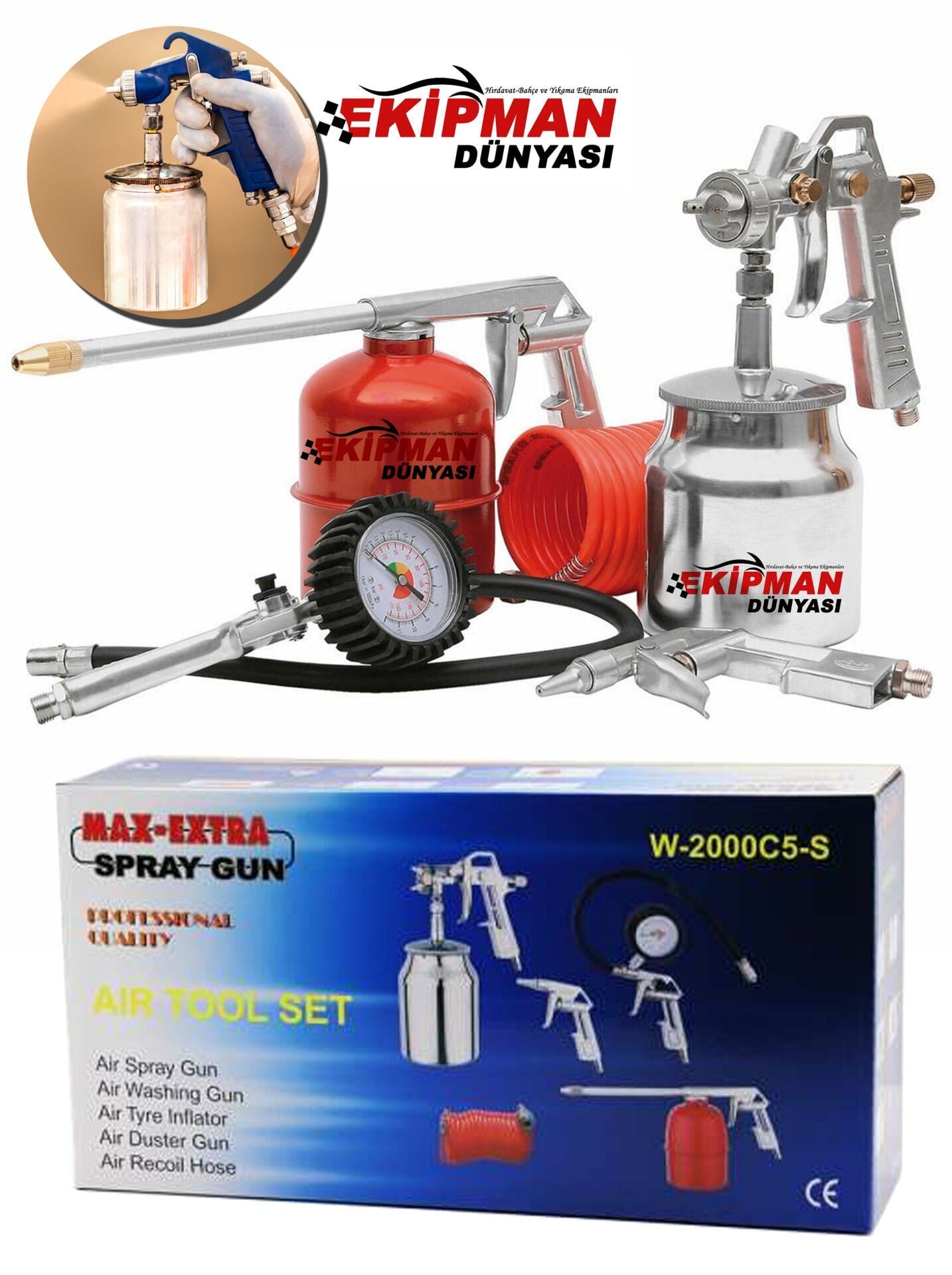 Max Extra Havalı El Aletleri 5 Parça Havalı Boya Seti Ve Havalı Alet Seti 5 Parça Kompresör Seti