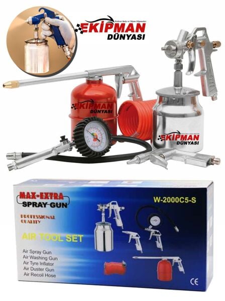 Max Extra Havalı El Aletleri 5 Parça Havalı Boya Seti Ve Havalı Alet Seti 5 Parça Kompresör Seti