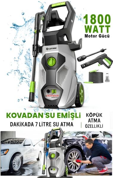 LUTIAN 150 Bar Kovadan Su Çekmeli Yüksek Basınçlı Oto Yıkama Makinesi – 1800W