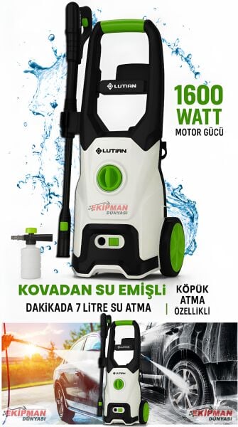 LUTIAN 130 Bar Kovadan Su Çekmeli Yüksek Basınçlı Oto Yıkama Makinesi – 1600W