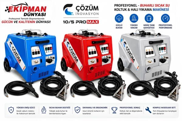 ÇÖZÜM 10-5 PROMAX 3 MOTORLU KOLTUK YIKAMA MAKİNESİ BUHARLI & SICAK SULU