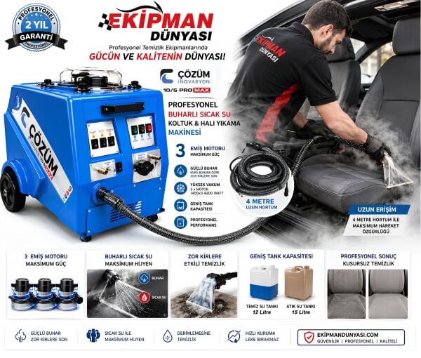 ÇÖZÜM 10-5 PROMAX 3 MOTORLU KOLTUK YIKAMA MAKİNESİ BUHARLI & SICAK SULU