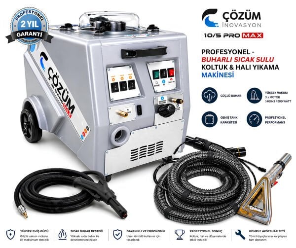 ÇÖZÜM 10-5 PROMAX 3 MOTORLU KOLTUK YIKAMA MAKİNESİ BUHARLI & SICAK SULU