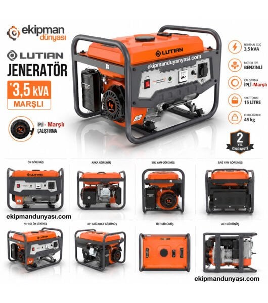 LUTIAN LT3900EN-4 3,5 kVA Marşlı Benzinli Jeneratör | 220V Taşınabilir Elektrik Jeneratörü