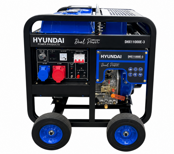 Hyundai DHX11000ED 11 kVA Marşlı Benzinli Jeneratör Monofaze & Trifaze Güç Çıkışlı Profesyonel Seri