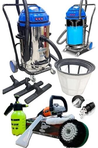 3 Motorlu Islak Kuru Sanayi Tip Süpürge Ve Koltuk Yıkama Koltuk Fırçalama Makinası Full Set