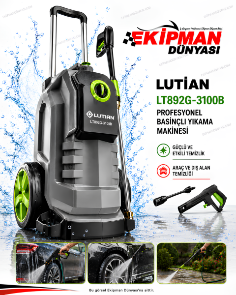 Lutian LT892-3100B 3100 W 210 Bar Yüksek Basınçlı Oto Yıkama Makinesi - İndiksiyon Motorlu