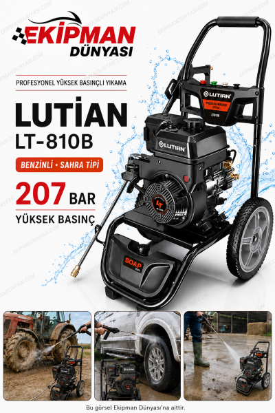 Lutian LT-810B 207 Bar Benzinli Sahra Tipi Profesyonel Basınçlı Yıkama Makinesi