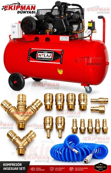 Attlas 200 Litre 3 HP Pistonlu Sesli Hava Kompresörü – Profesyonel ve Güçlü Performans